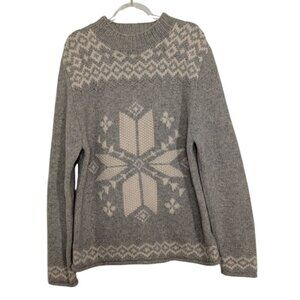Bob Timberlake Snowflake Sweater Womens Size Large Gray Wool Blend Pullover